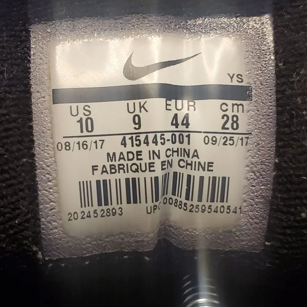 Nike Air Monarch IV Black Sneakers Men’s 10 Running Shoes 415445-001